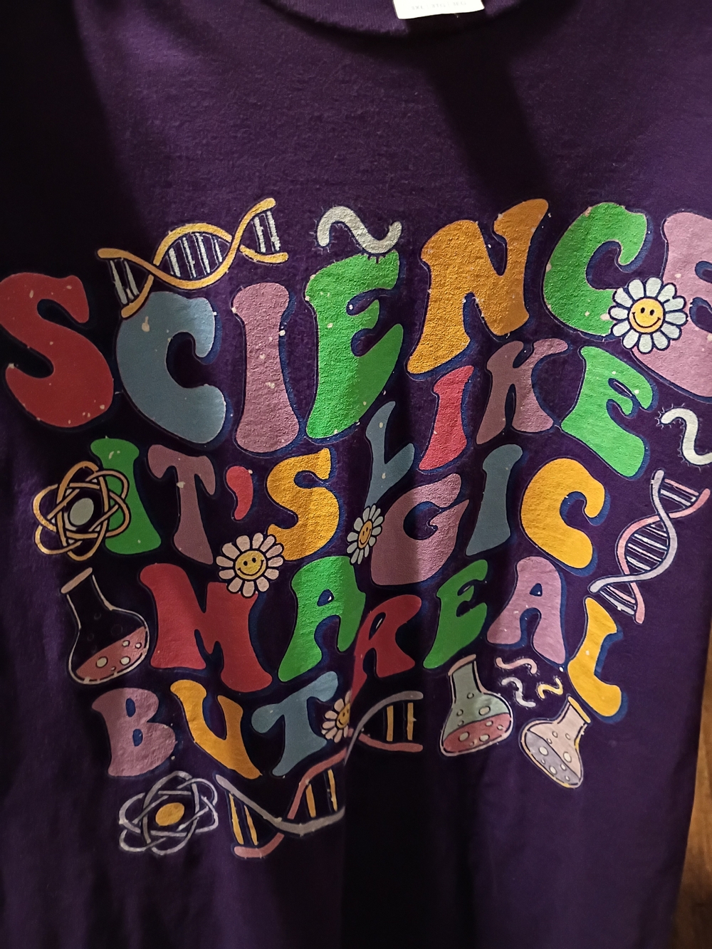Port and Company Purple Short Sleeve Graphic Tee - Multicolor Science Design